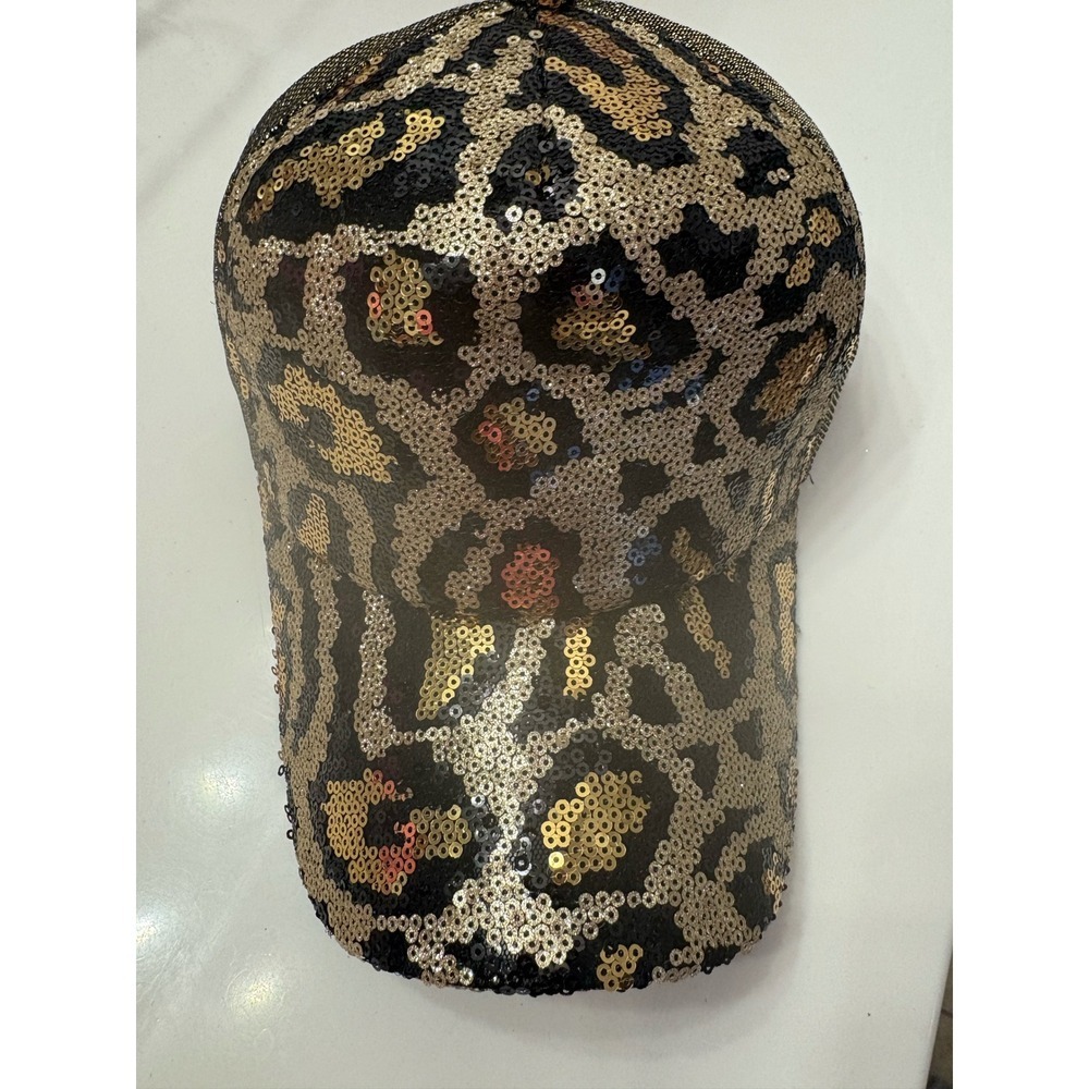 Sequined Leopard Print Baseball Cap Sparkly Animal Print Hat Women NWOT